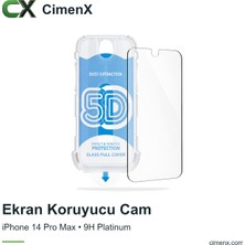 Cimenx iPhone 14 Pro Max - 9h Platinum Glass Full Cover Montaj Aparatlı Ekran Koruyucu Cam