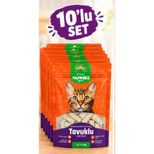 Kiwi Pets KYCT-50355 Yammies Dondurularak Kurutulmuş Tavuklu Kedi Otlu Mama 20 gr 10LU Set