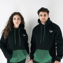 Daçka Dükkan Yuvaya Doğru Kırlangıç, Unisex, Kapüşonlu Pamuklu Sweatshirt, Siyah
