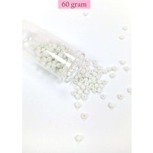 Bin1çeşit Dökme Cam Kum Boncuk Büyük Boy (6/0) 4 mm - 60 Gram - Beyaz - BNC111