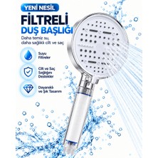 Alfa Brand Filtreli 6 Sprey Modlu Duş Başlığı Büyük Panel Beyaz Çok Fonksiyonlu