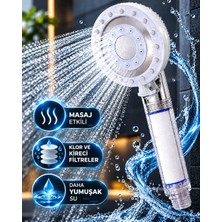 Alfa Brand Filtreli Duş Başlığı 5 Fonksiyonlu Masaj Etkili Klor ve Kireç Filtreli Beyaz Duş Başlığı