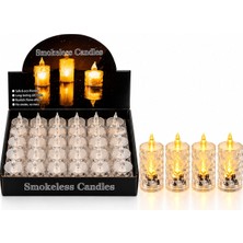 Alfa Brand 24 Adet Büyük Boy Pilli Kristal Mika LED Mum Çap : 3.8cm Yükseklik : 9cm İ10-015 BX40