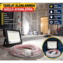 Sefer Enerji 100W Seyyar LED Projektör 5 Metre Kablolu Fişli IP66 Dış Mekan Çalışma Lambası 6500K Beyaz Işık