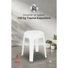 Bahometr Raket Büyük Boy Sağlam Kaliteli Kalın Tabure BEYAZ-MA133 ( 4 Adet )