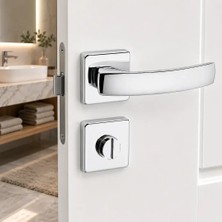 Elovias Sese Arya Modeli Kare Rozetli Wc Kapı Kolu Krom (200-202R-02-18)