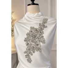 Jasmina Store Kristal Taşlı Gümüş Renk Çiçek Motifli Aplike Aksesuar