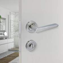 Elovias Sese Zara Modeli Yuvarlak Rozetli Wc Kapı Kolu Saten (200-223R-02-53)
