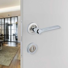 Elovias Sese Doğa Modeli Rozetli Oda Kapı Kolu Krom Inox (200-205R-01-18/53)