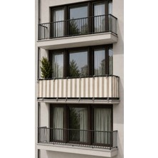 Utku Tekstil Bej Krem 4 Tarafı Bağcıklı Balkon Demirlik Perdesi , Mahremiyet Sağlayan Dayanıklı Dış Mekan Balkon Perdesi