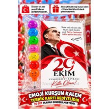 Nostaljik Lezzetler 20 Adet Yumurtlayan Kurşun Kalem 29 Ekim Cumhuriyet Bayramı Tebrik Kartı Hediye Seti