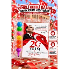 Nostaljik Lezzetler 29 Ekim Cumhuriyet Bayramı 20 Adet Renkli Keçeli Kalem Tebrik Kartı Hediye Seti