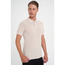 Efor Comfort Fit Polo Yaka Kısa Kollu Bej Triko Tr 883