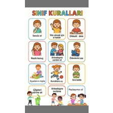 Wink Fol Eğlenceli Resimli Sınıf Kuralları Afişi Ilkokul ve Kreş Panosu 50X75 cm