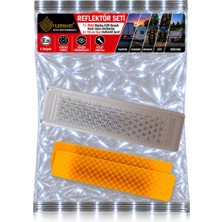 Uldemart Reflektör Seti- Was Kedi Gözü Reflektör Beyaz 126 mm  x 34 mm & 2 adet x 10 cm Sarı Reflektif Şerit