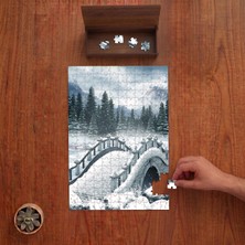 Punto Dizayn Karlı Köprü - Kış Manzarası  Tasarımı 240 Parça Ahşap Puzzle Ahşap Kutuda PD00321