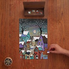 Punto Dizayn Kar Masalı  Tasarımı 240 Parça Ahşap Puzzle Ahşap Kutuda PD00488