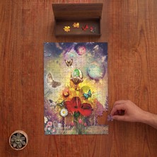 Punto Dizayn Orman - Doğa - Kelebek - Çiçekler Tasarımı 240 Parça Ahşap Puzzle Ahşap Kutuda PD00494