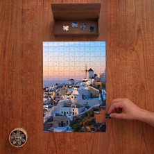 Punto Dizayn Santorini Adası - Yunan Adaları  Tasarımı 240 Parça Ahşap Puzzle Ahşap Kutuda PD00552