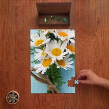 Punto Dizayn Papatya Buketi - Beyaz Papatyalar  Tasarımı 240 Parça Ahşap Puzzle Ahşap Kutuda PD00011