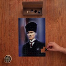 Punto Dizayn Kalpaklı Mustafa Kemal Atatürk  Tasarımı 240 Parça Ahşap Puzzle Ahşap Kutuda PD00531