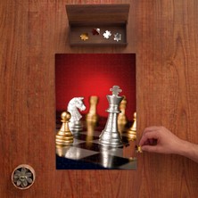 Punto Dizayn Satrahç - Şah - Mat - Piyon  Tasarımı 240 Parça Ahşap Puzzle Ahşap Kutuda PD01349