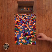 Punto Dizayn Rengarenk Bahar Çiçekleri Tasarımı 240 Parça Ahşap Puzzle Ahşap Kutuda PD00810