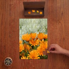 Punto Dizayn Turuncu Çiçekler - Çiçek Bahçesi  Tasarımı 240 Parça Ahşap Puzzle Ahşap Kutuda PD00169