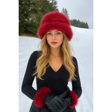 Luun Kırmızı Peluş Kalpak