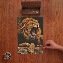 Punto Dizayn Kükreyen Aslan  Tasarımı 240 Parça Ahşap Puzzle Ahşap Kutuda PD00796