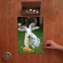 Punto Dizayn Havuç Yiyen Sevimli Tavşan  Tasarımı 240 Parça Ahşap Puzzle Ahşap Kutuda PD00973