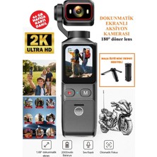 Prepare 2k Aksiyon Kamera 180° Döner Lens | Gece Görüşü, Stabil Çekim, Vlog Kamera Dokunmatik LCD Ekranlı