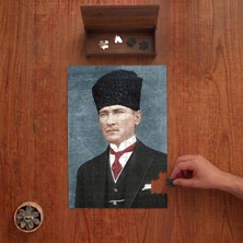 Punto Dizayn Kalpaklı Atatürk Portresi Tasarımı 240 Parça Ahşap Puzzle Ahşap Kutuda PD00881