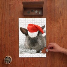 Punto Dizayn Noel Şapkalı Sevimli Tavşancık Tasarımı 240 Parça Ahşap Puzzle Ahşap Kutuda PD01416