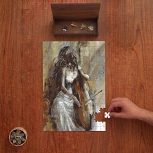 Punto Dizayn Çello Viyolonsel Çalan Kadın Tasarımı 240 Parça Ahşap Puzzle Ahşap Kutuda PD00212