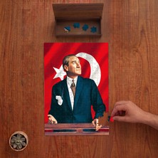 Punto Dizayn Atatürk ve Türk Bayrağı Tasarımı 240 Parça Ahşap Puzzle Ahşap Kutuda PD00590