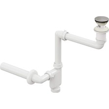Aqua Bagno  Smart Pop-up  sifon , Taşma Delikli  Krom +Comfort Yer Kazandıran Lavabo  sifonu -2 Parça Set | 90.99.07.01.02