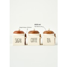 Bella Maison Hygge 3'lü Seramik Kavanoz Seti Krem (800 Cc)