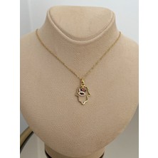 Laris Accessories Renkli Taşlı Göz Model Gold Çelik El Kolye