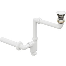 Aqua Bagno Comfort yer kazandıran lavabo sifonu +  Pop-up Sifon, Beyaz Seramik Başlıklı ,Taşma Delik