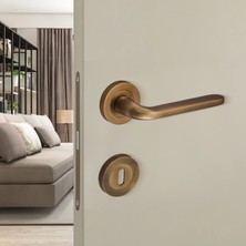 Elovias Sese Araç Modeli Yuvarlak Rozetli Oda Kapı Kolu Antik Sarı (200-222R-01-94)