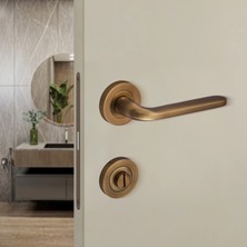 Elovias Sese Araç Modeli Yuvarlak Rozetli Wc Kapı Kolu Antik Sarı (200-222R-02-94)
