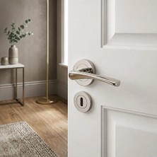 Elovias Sese Kapı Kolu Nikel/ınox Renk Ekonomik Rozetli Kapı Kolu (200-28R-21/53)