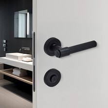 Elovias Sese Bade Modeli Yuvarlak Rozetli Wc Kapı Kolu Siyah (200-209R-02-02)