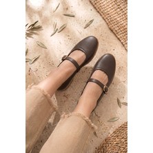 Stilbagshoes Toren Hakiki Deri Ithal Toka Detaylı Kadın Babet Kahve