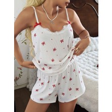 Budi Kadın Ekru Ince Askılı Şortlu Pijama Takımı 5244