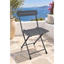 Eportatif Katlanır Metal Balkon Bahçe Sandalyesi Bistro Sandalye Tekli Füme 1648
