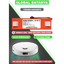 Global Batarya Roborock Q Revo Uyumlu Robot Süpürge Bataryası 14.4V 6400MAH Li-Ion Pil (Yüksek Kapasite)