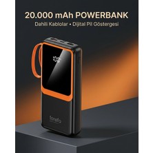 sbodurhome Telefon ve Mobil Cihaz Uyumlu 20000 Mah Powerbank Dahili Kablolu Dijital Göstergeli