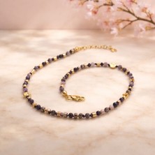 4you Takı Glory Handmade Bileklik I Amatist Taşı, Hematit Taşı, Altın Kaplama Aparatlar ve Kapama, Yarı Değerli Taş
